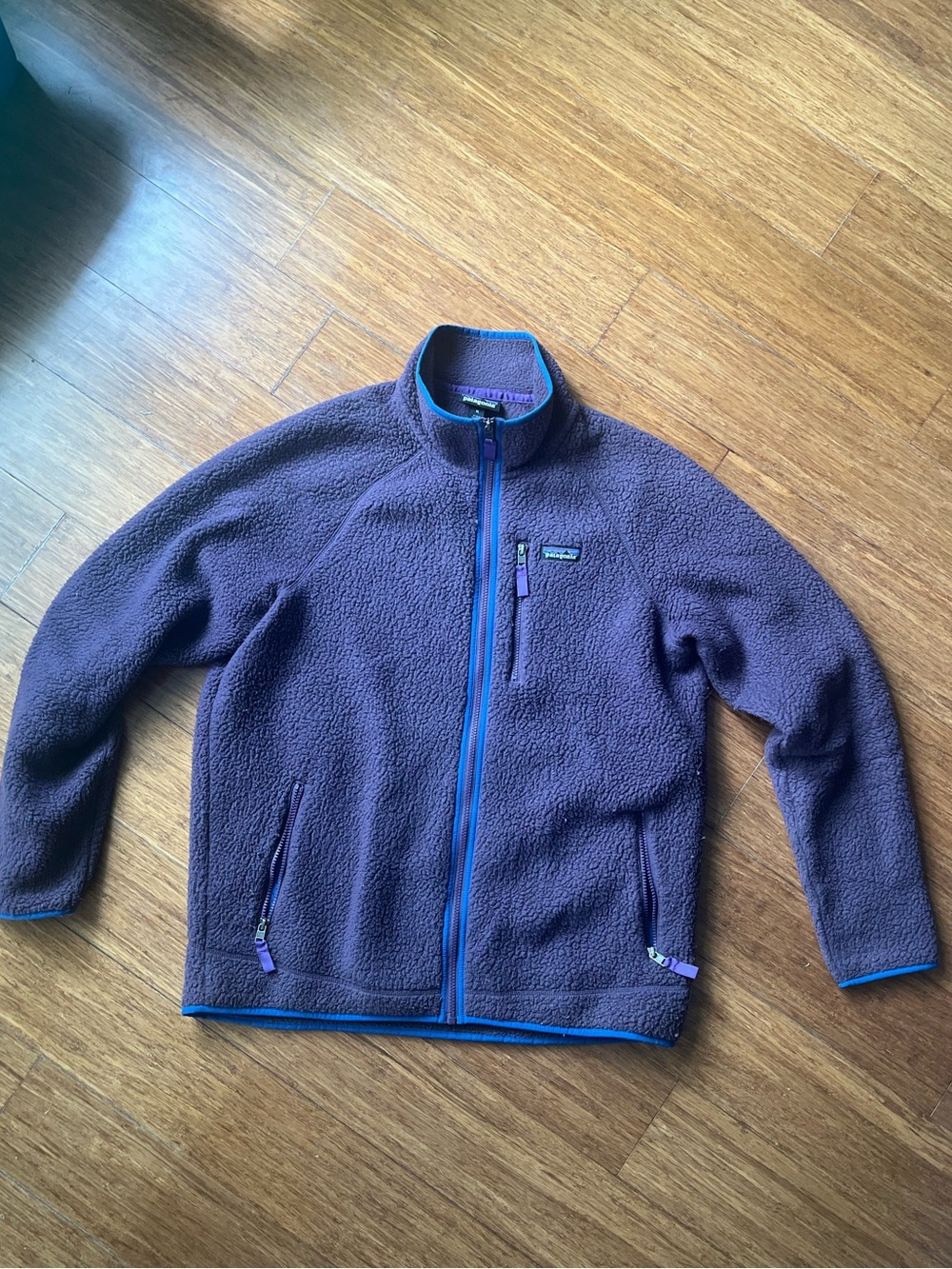 Patagonia Purple Fleece Jacket with Blue Trim